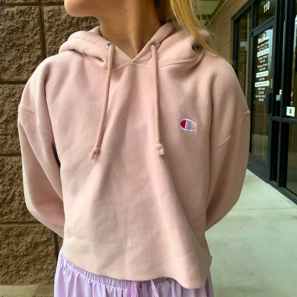💗Pink Champion Crop Sweatshirt Hoodie💗